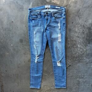 Frame Denim Le Garcon Skinny Jeans Women's 26 Blue Distressed Mid Rise Stretch